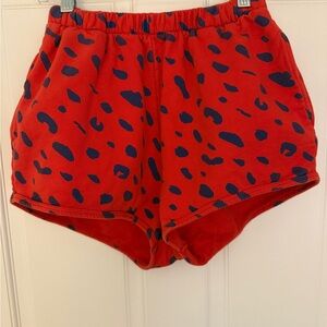 Clare V Red and Blue 13.5 Rise Cotton Mini Shorts